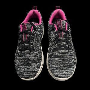 Skechers Go Walk Womens Sneakers 7.5 Black Pink Knit Arch Fit Athletic Shoes